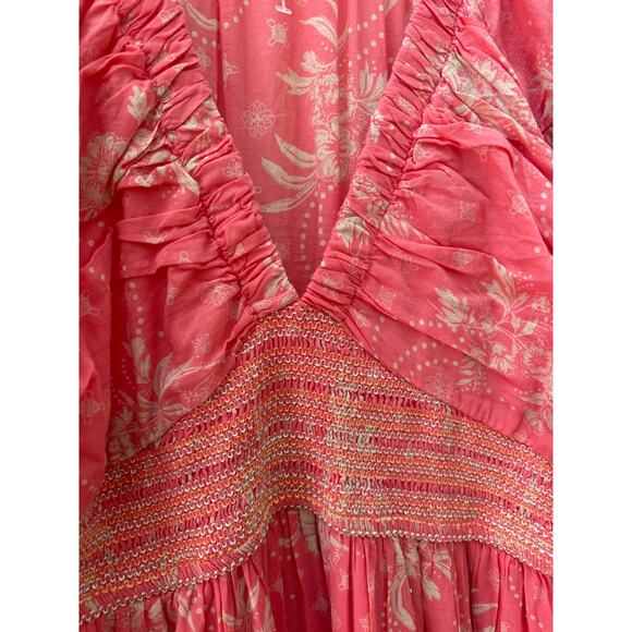 Free People Golden Hour maxi dress in floral pink boho CottageCore Medium $168 - Picture 5 of 9